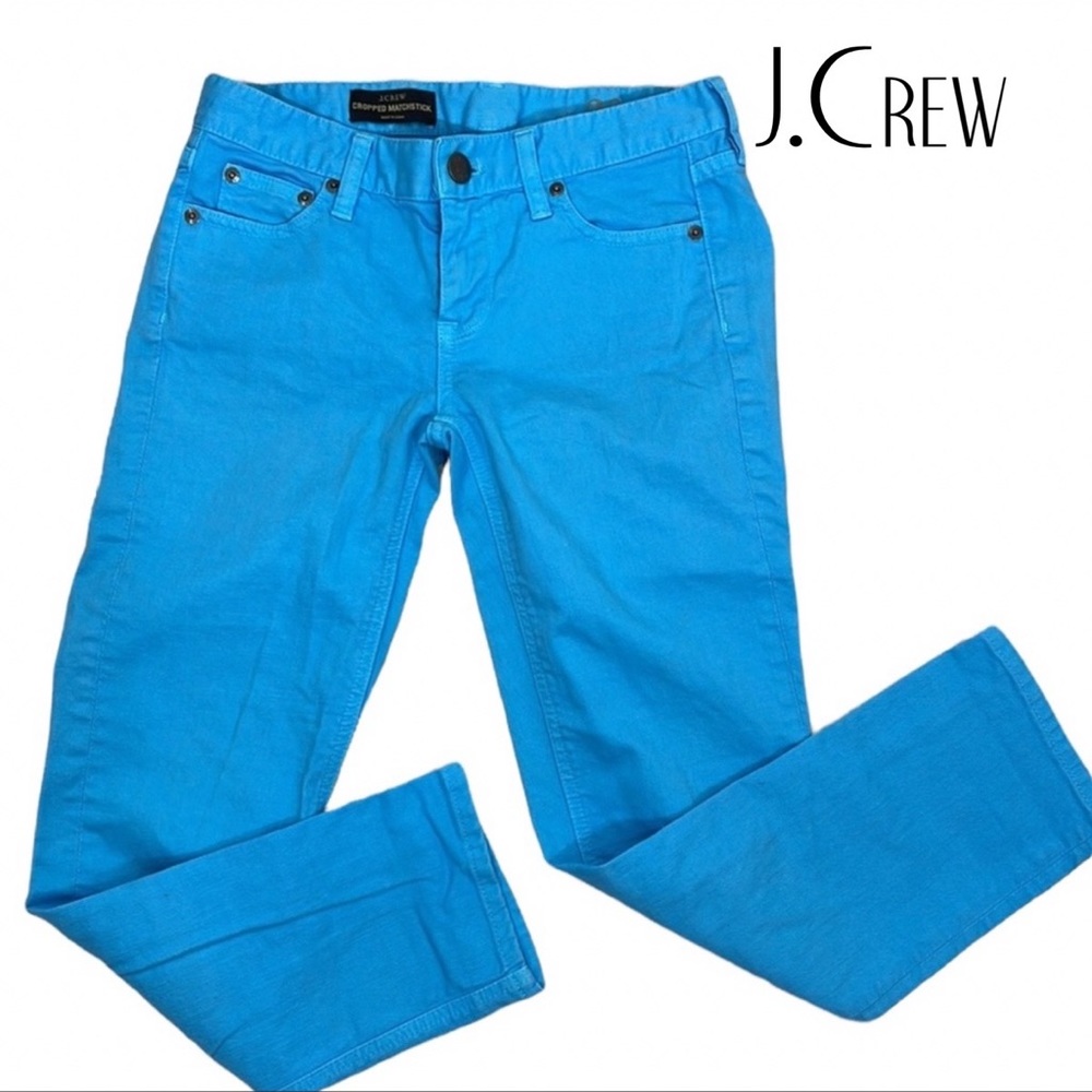 J. Crew Cropped matchstick blue jeans.